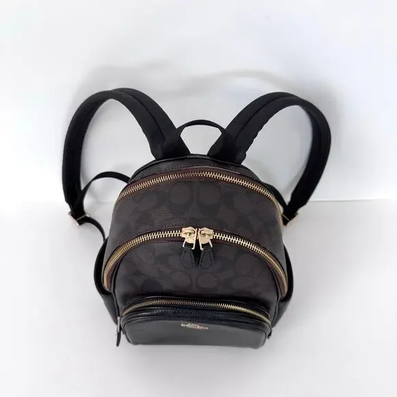 Coach Court Mini Backpack Coated Canvas Nylon Black/Brown Monogram C8604 - Picture 5 of 16